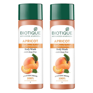 Biotique Bio Apricot Refreshing Body Wash | Keeps Skin Fresh and Clean | Brightens Skin and Reducing Dark Spots | 100% Botanical Extracts | Suitable for All Skin Types | (Pack Of 2)